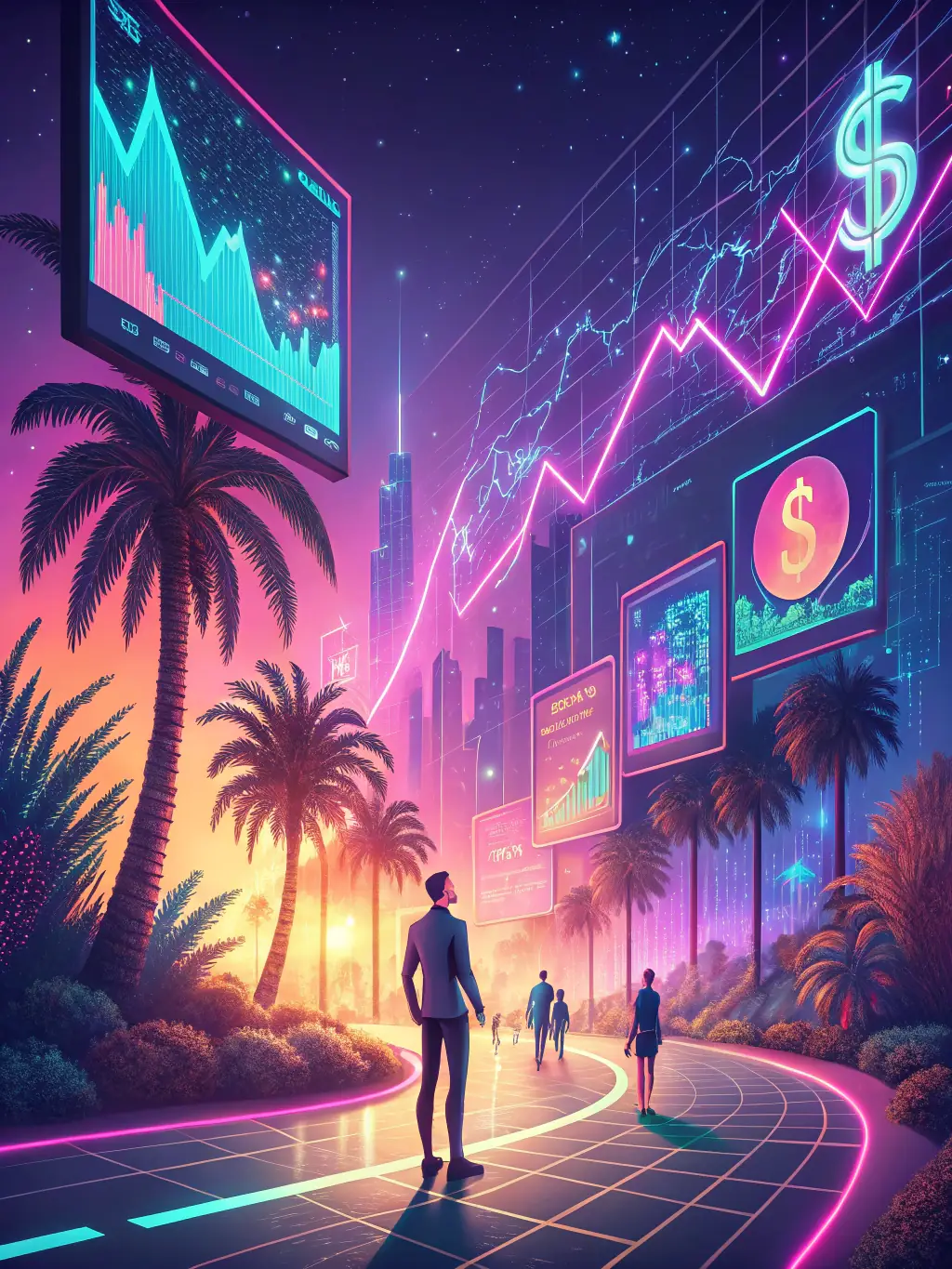 An image showcasing a secure digital platform with financial data and analytics, highlighting the use of technology in wealth management.