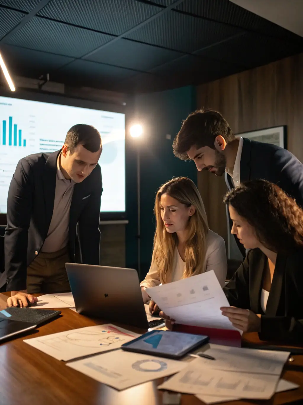 An image depicting a diverse group of South African investors collaborating on financial strategies, set against the backdrop of Johannesburg's skyline.